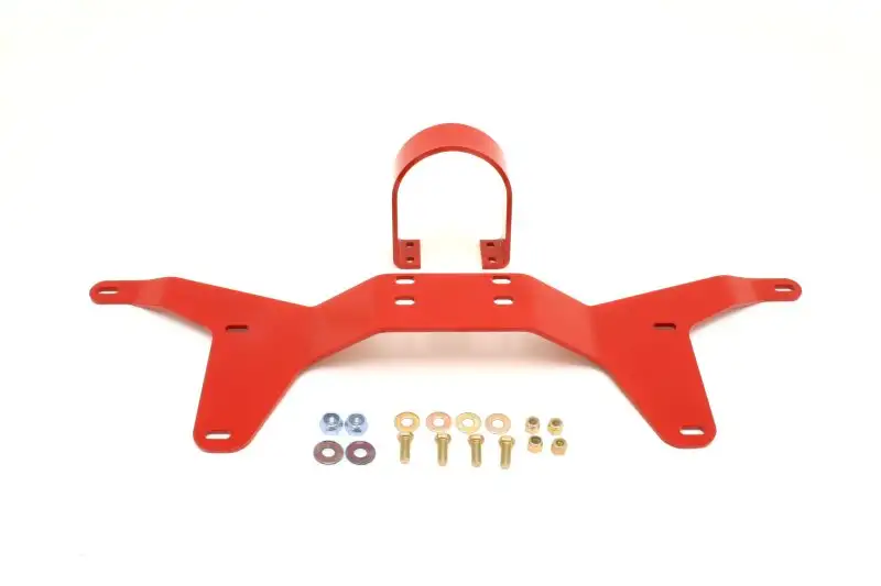 BMR 05-14 S197 Mustang Rear Tunnel Brace w/ Rear Driveshaft Safety Loop - Red