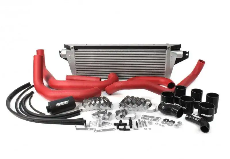 Perrin Performance 2015-2017 Subaru STI FMIC Red Boost Tubes w/ Black Silicone Couplers