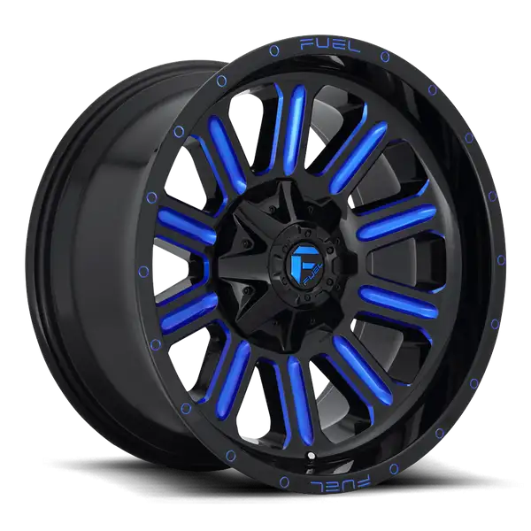 Aluminum Wheels 20X10 Hardline D646 5 On 114.3/5 On 127 Gloss Black/Candy Blue 78.1 Bore -18 Offset Fuel Off Road Wheels - D64620002647