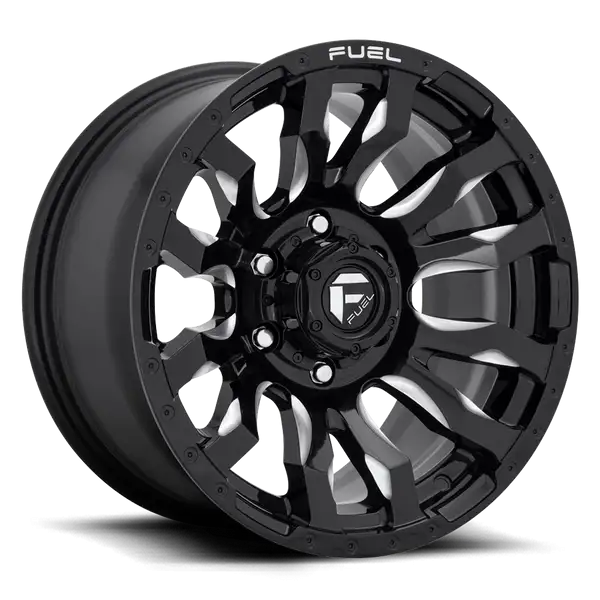 Aluminum Wheels 17X9 Blitz D673 6 On 139.7 Gloss Black Milled 106.1 Bore 1 Offset Multi Spoke Fuel Off Road Wheels - D67317908450