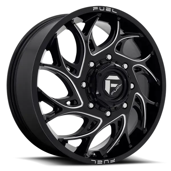 Dually Wheels 22X8.25 Runner Dually D741 8 On 200 Gloss Black Milled 142.2 Bore 105 Offset 8 Spoke Front Dually Fuel Off Road Wheels - D741228292