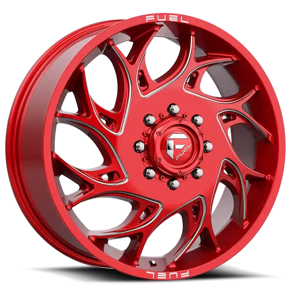 Dually Wheels 20X8.25 Runner Dually D742 8 On 200 Candy Red Milled 142.2 Bore 105 Offset 8 Spoke Front Dually Fuel Off Road Wheels - D742208292