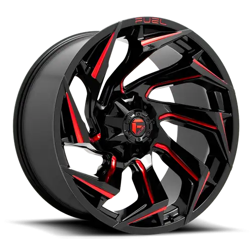 Aluminum Wheels 24X12 Reaction D755 8 On 180 Gloss Black Milled Red Tint 124.3 Bore -44 Offset Fuel Off Road Wheels - D75524201847