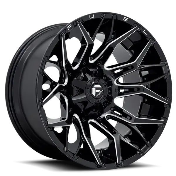 Aluminum Wheels 22X12 Twitch D769 5 On 139.7/5 On 150 Gloss Black Milled 110.2 Bore -44 Offset Fuel Off Road Wheels - D76922207047