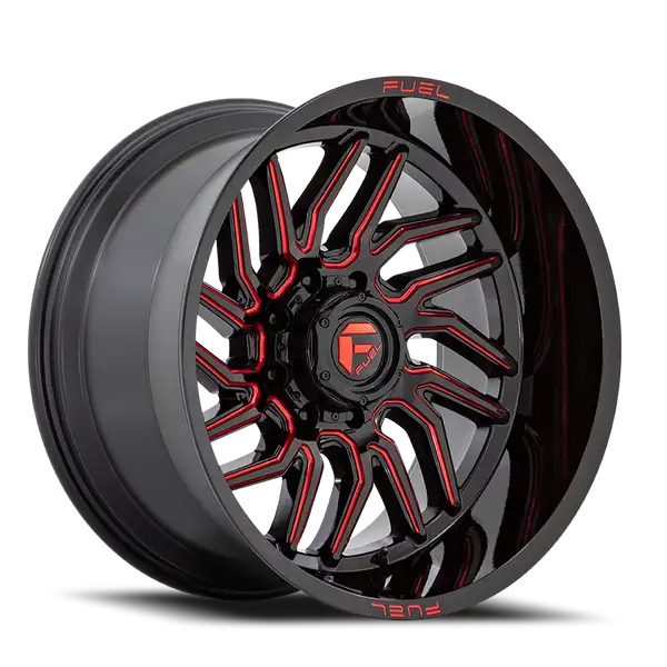 Aluminum Wheels 24X12 Hurricane D808 8 On 165.1 Gloss Black/Red Milled 125.1 Bore -44 Offset Fuel Off Road Wheels - D80824208247