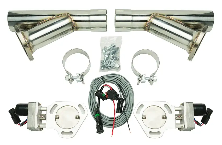 Dual Electric Cutout Kit For 2.5 Inch Exhaust Includes Y-Pipes