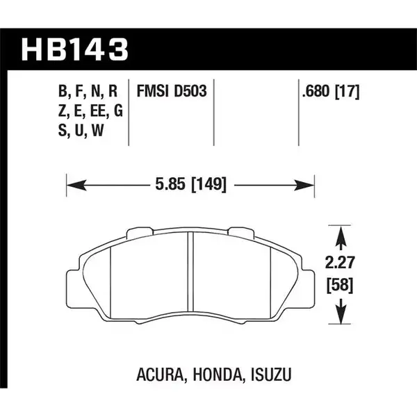 Hawk Performance Performance Ceramic Brake Pads (HB143Z.680)