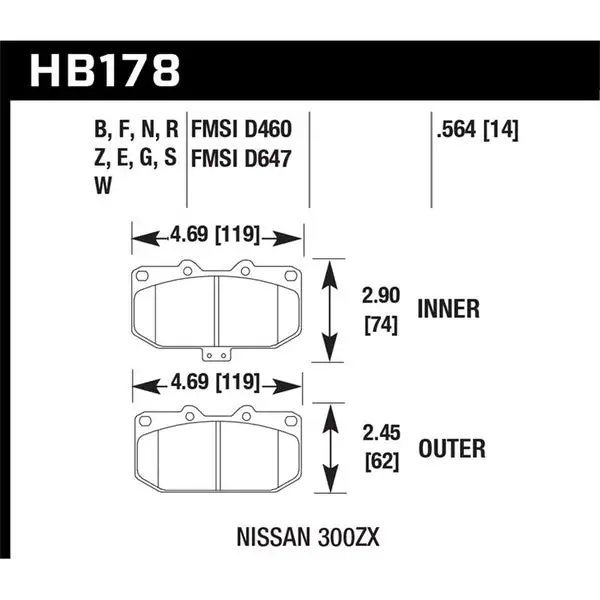 Hawk Performance Performance Ceramic Brake Pads (HB178Z.564)