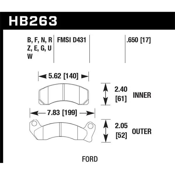Hawk Performance Performance Ceramic Brake Pads (HB263Z.650)