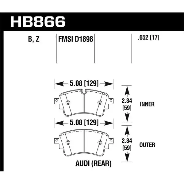 Hawk Performance Ceramic Disc Brake Pad for 2018-2019 Audi S4 (HB866Z.652)