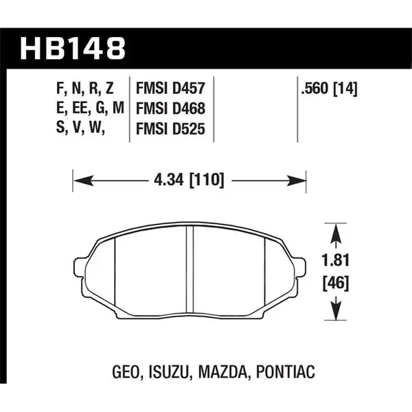 Hawk Performance Black Brake Pads (HB148M.560)