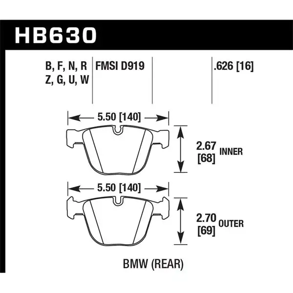 Hawk Performance Performance Ceramic Brake Pads (HB630Z.626)