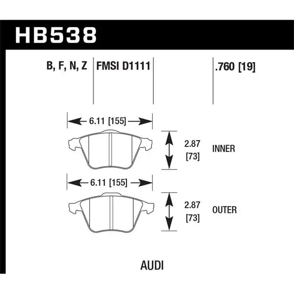 Hawk Performance Performance Ceramic Brake Pads (HB538Z.760)