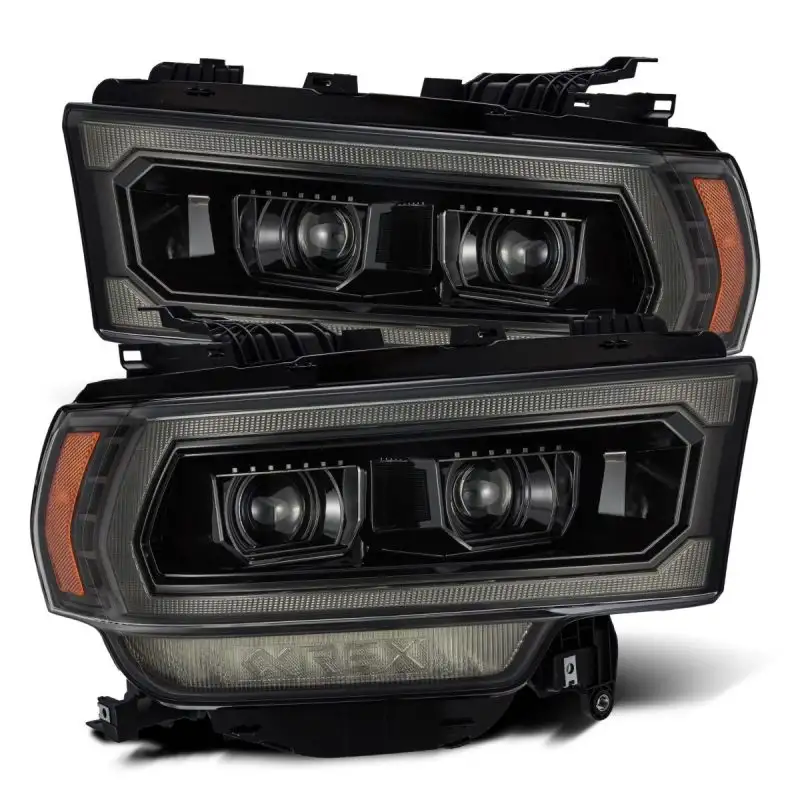 AlphaRex 19+ Ram 2500 LUXX LED Proj Headlights Plank Style Alpha Blk w/Activ Light/Seq Signal/DRL