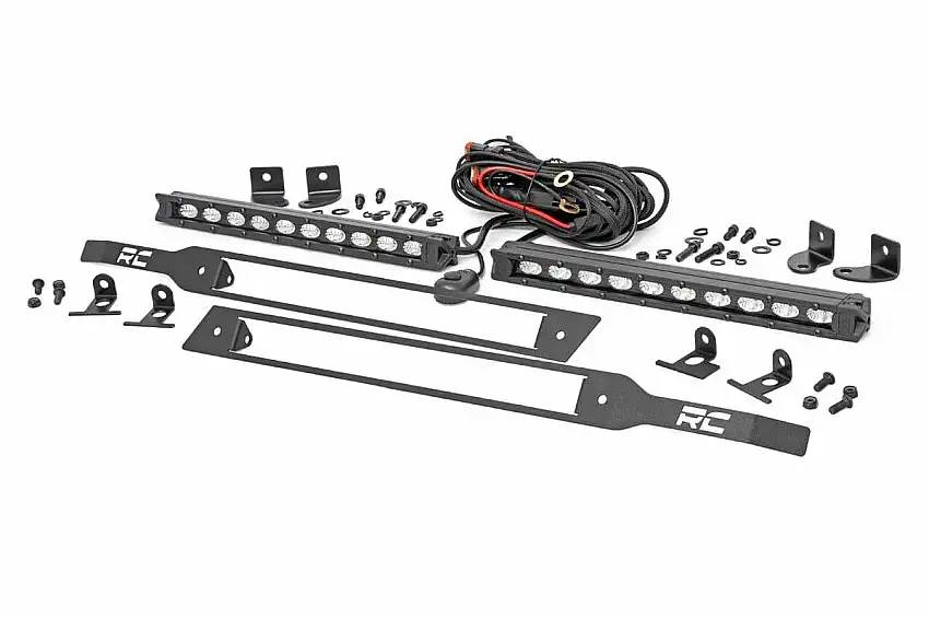 Fits Silverado 1500(19-22) LED Light Grille Mount 10" Black Slimline Pair 70817